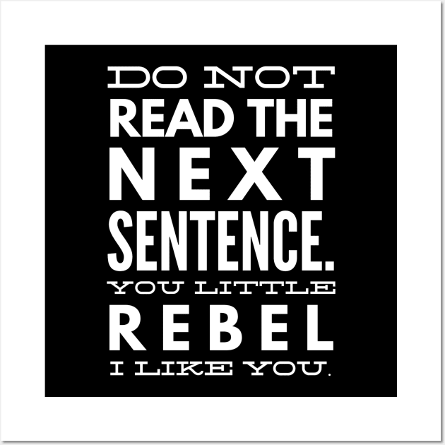 Do Not Read The Next Sentence You Little Rebel I Like You - Funny Sayings Wall Art by Textee Store